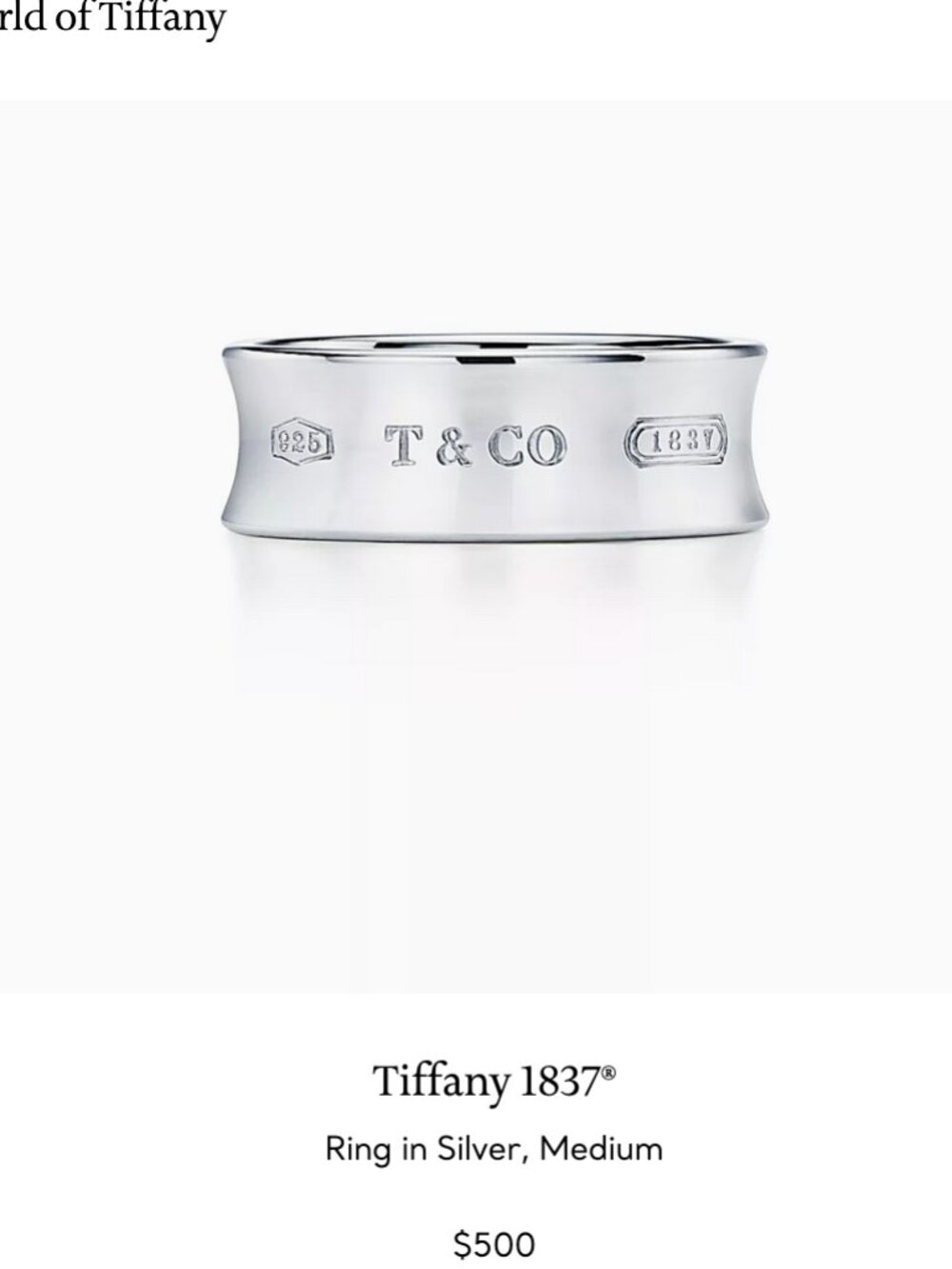 Tiffany & Co 1997 Ring 1837 Sterling Silver 925 Size 6 Medium Band $500